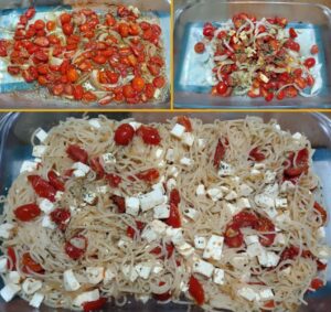Macarrão com tomates confitados